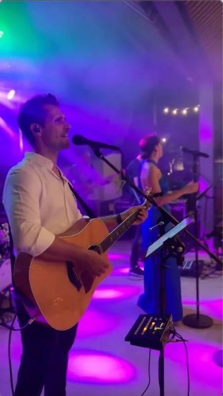 Full band wedding Cyprus purple stage lights