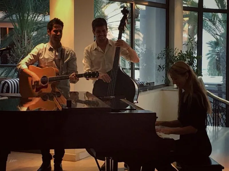 Trio guitar double bass piano hotel Cyprus performance