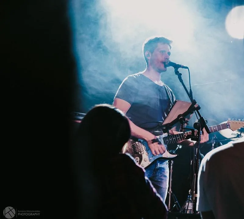 Live concert blue light stage smoke Stelios Antoniou